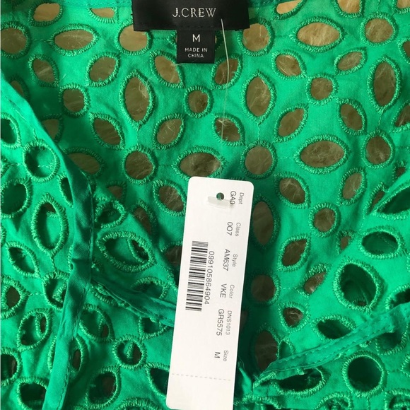 New J Crew Tiered Top in Eyelet size M Green - Picture 5 of 6